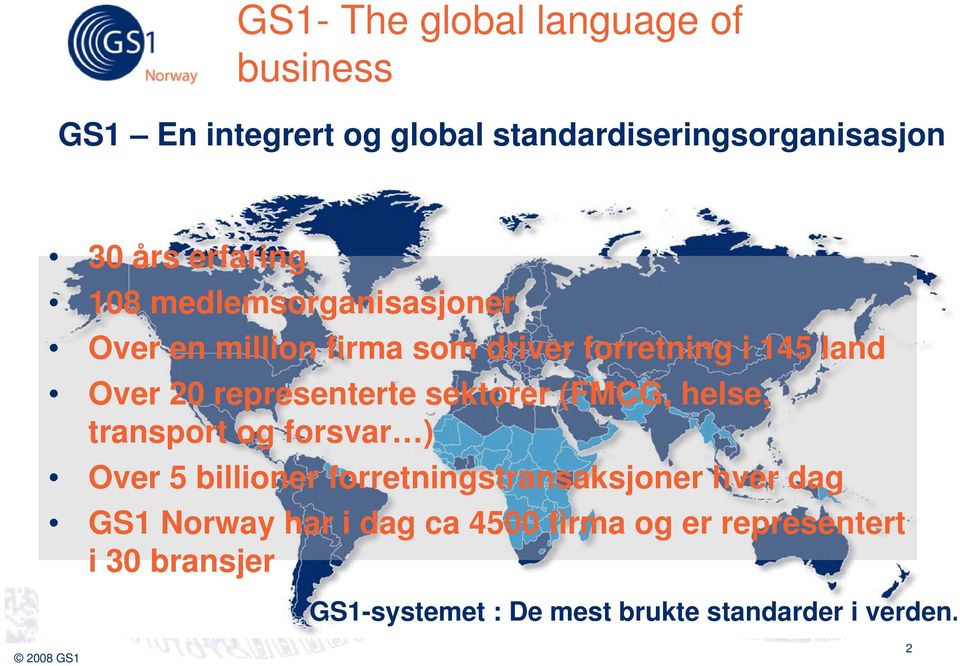 representerte sektorer (FMCG, helse, transport og forsvar ) Over 5 billioner forretningstransaksjoner hver