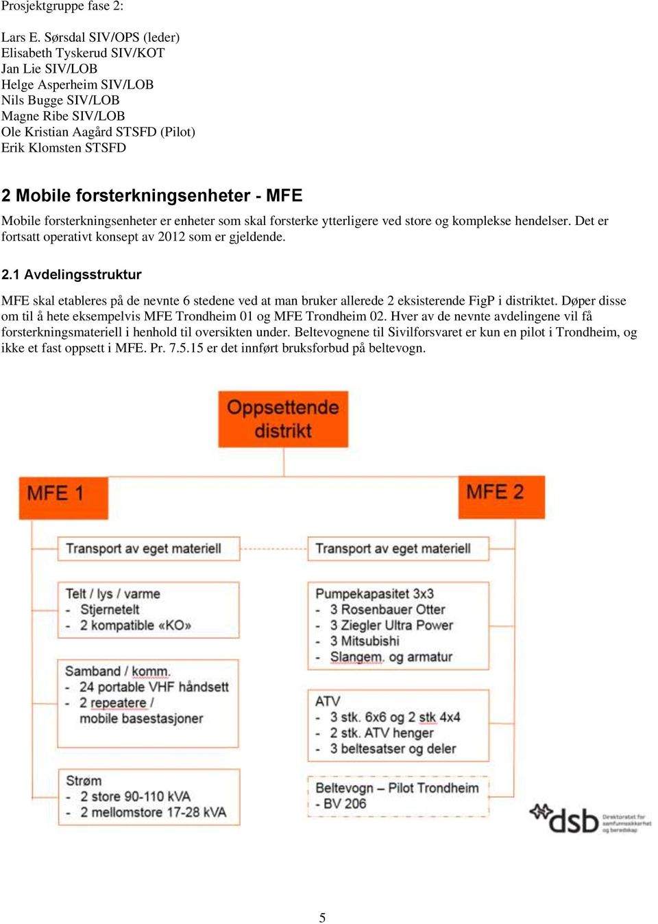 forsterkningsenheter - MFE Mobile forsterkningsenheter er enheter som skal forsterke ytterligere ved store og komplekse hendelser. Det er fortsatt operativt konsept av 20