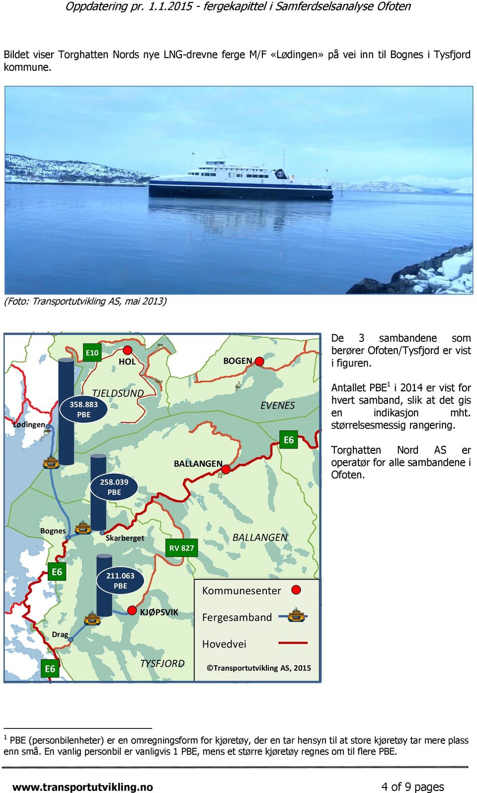 883 PBE TJELDSUND 258.039 PBE Ramsund BALLANGEN Ballangen Liland EVENES E6 Antallet PBE 1 i 2014 er vist for hvert samband, slik at det gis Narvik en NARVIK indikasjon mht. størrelsesmessig rangering.