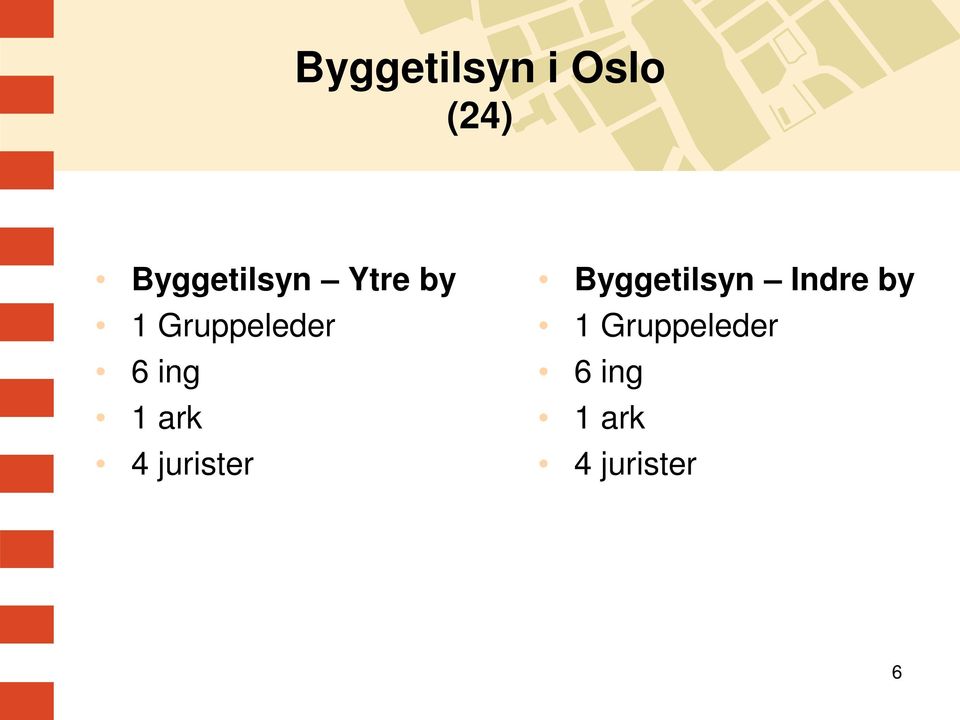 6 ing 1 ark 4 jurister Byggetilsyn