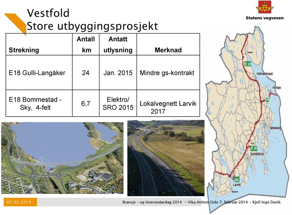 Jan. 2015 Mindre gs-kontrakt E18 Bommestad - Sky,