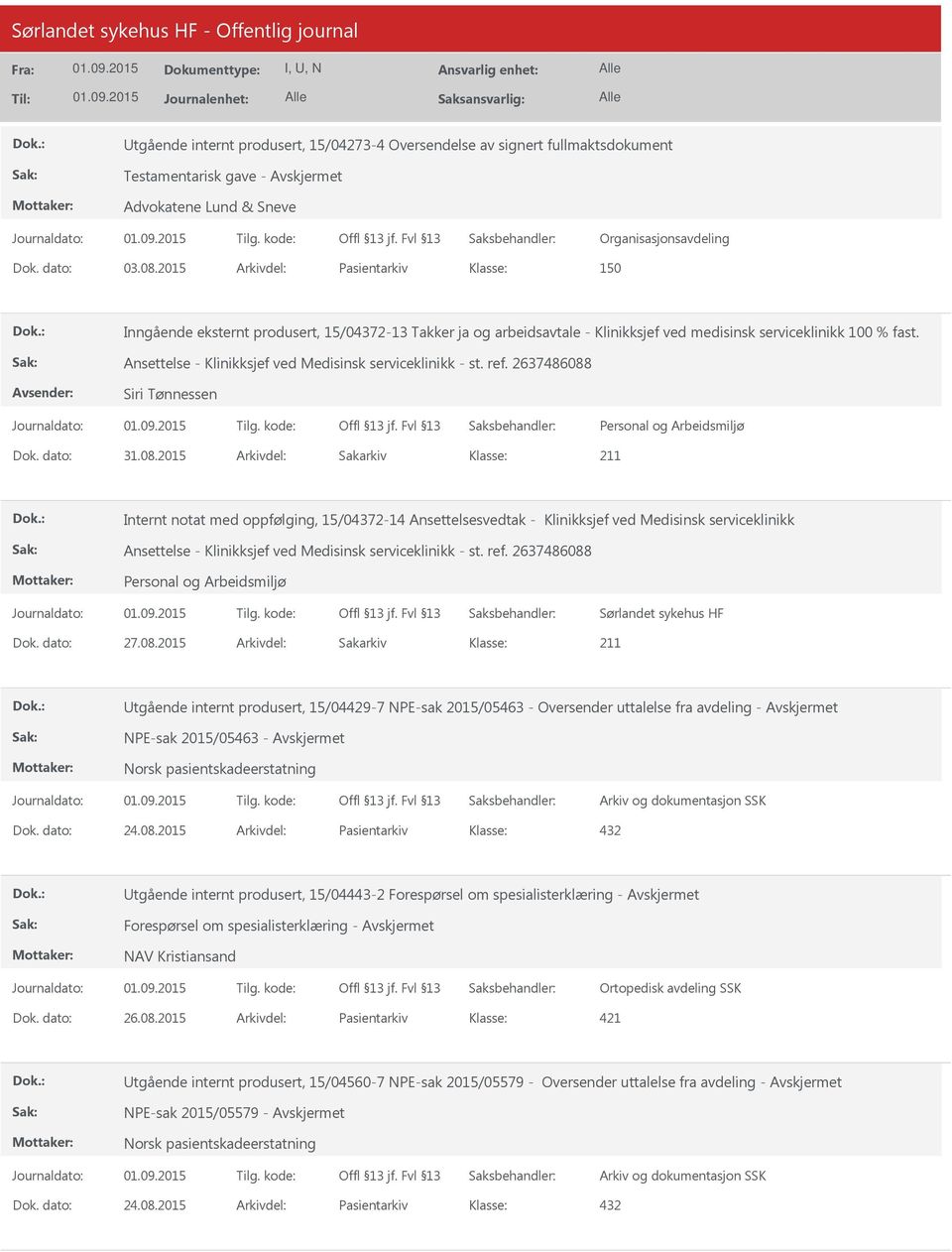 Ansettelse - Klinikksjef ved Medisinsk serviceklinikk - st. ref. 2637486088