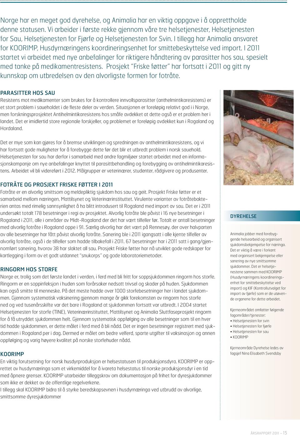 I tillegg har ansvaret for KOORIMP, Husdyrnæringens koordineringsenhet for smittebeskyttelse ved import.