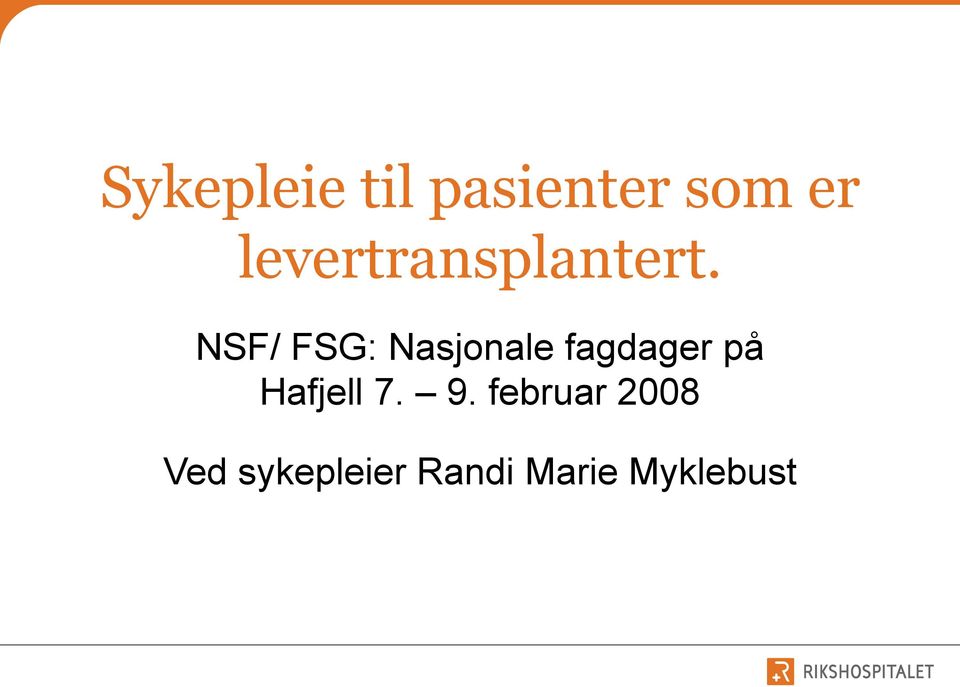 NSF/ FSG: Nasjonale fagdager på