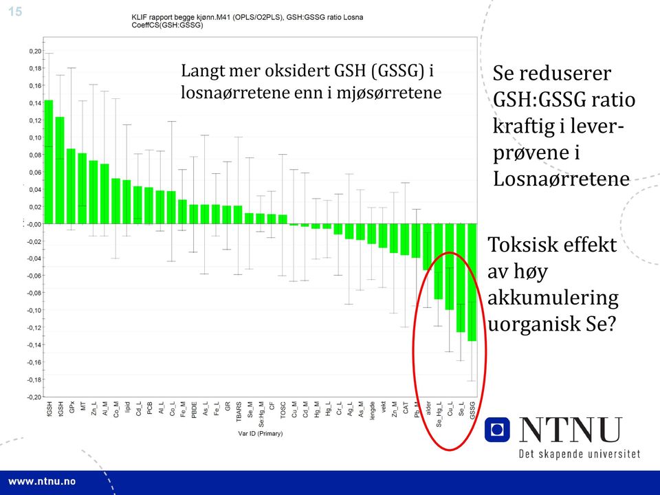 GSH:GSSG ratio kraftig i leverprøvene i