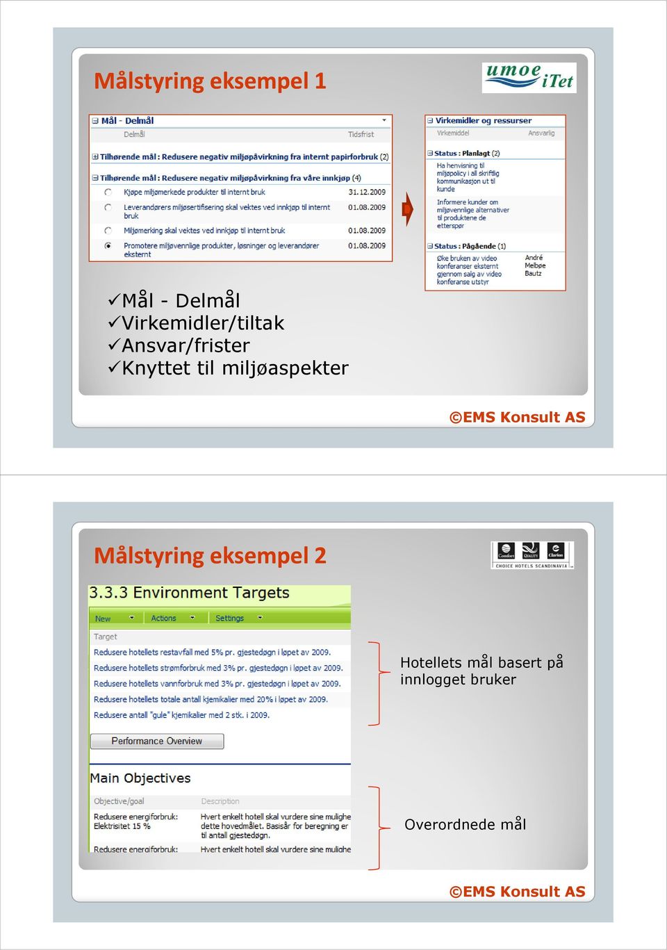 til miljøaspekter Målstyring eksempel 2