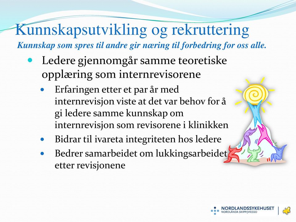 internrevisjon viste at det var behov for å gi ledere samme kunnskap om internrevisjon som revisorene i