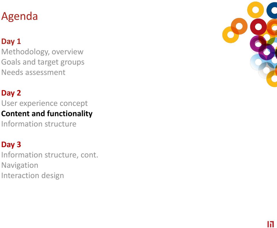 Content and functionality Information structure Day 3