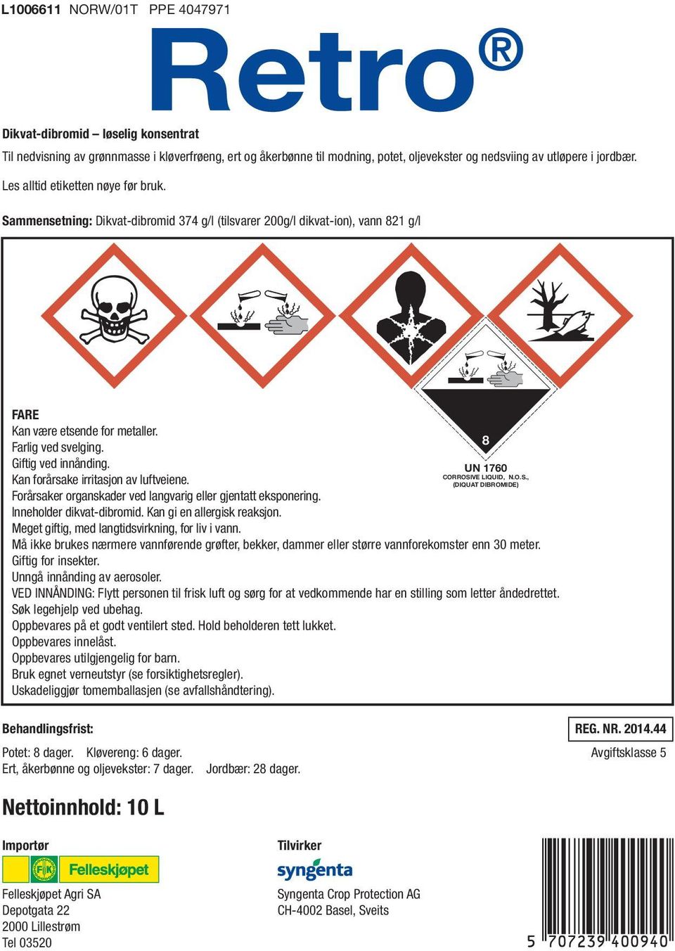 Kan forårsake irritasjon av luftveiene. Forårsaker organskader ved langvarig eller gjentatt eksponering. Inneholder dikvat-dibromid. Kan gi en allergisk reaksjon.