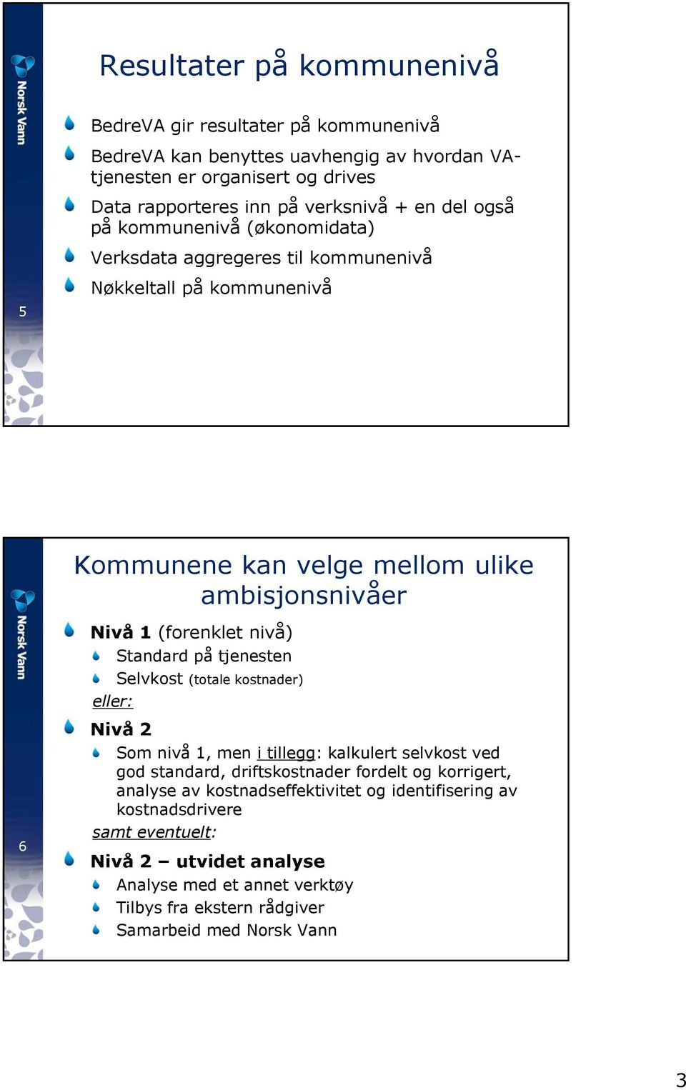 nivå) Standard på tjenesten Selvkost (totale kostnader) eller: Nivå 2 Som nivå 1, men i tillegg: kalkulert selvkost ved god standard, driftskostnader fordelt og korrigert,