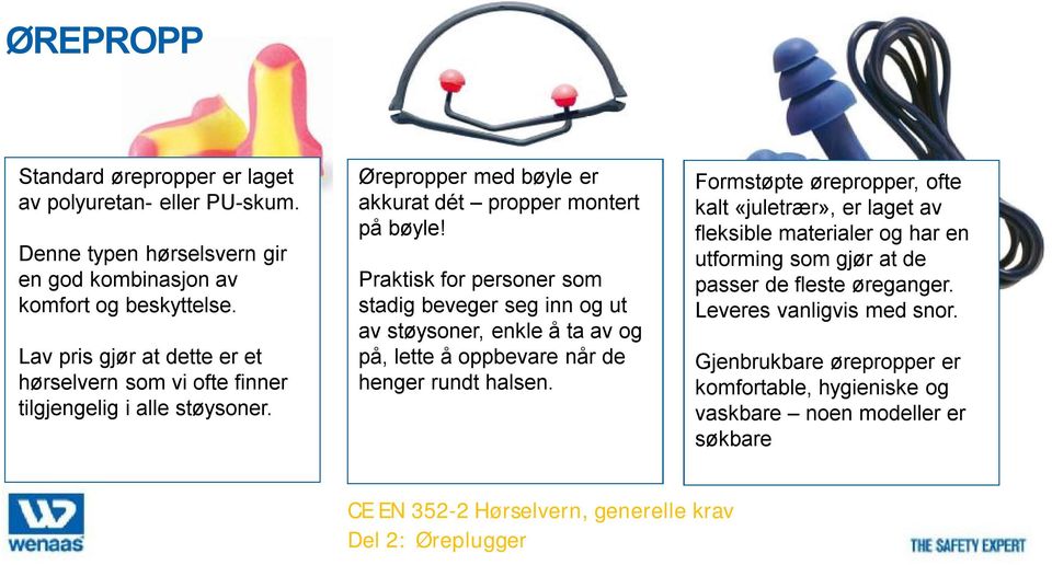 Praktisk for personer som stadig beveger seg inn og ut av støysoner, enkle å ta av og på, lette å oppbevare når de henger rundt halsen.