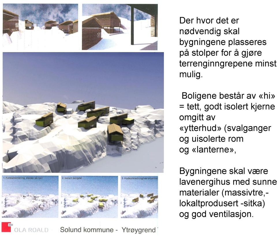 Boligene består av «hi» = tett, godt isolert kjerne omgitt av «ytterhud»