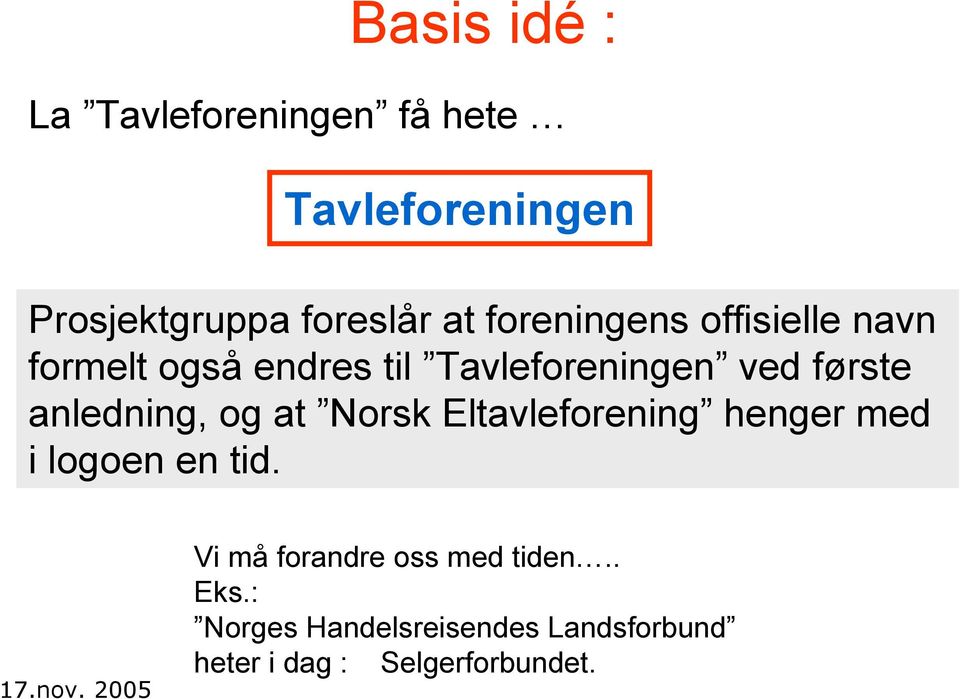 anledning, og at Norsk Eltavleforening henger med i logoen en tid.