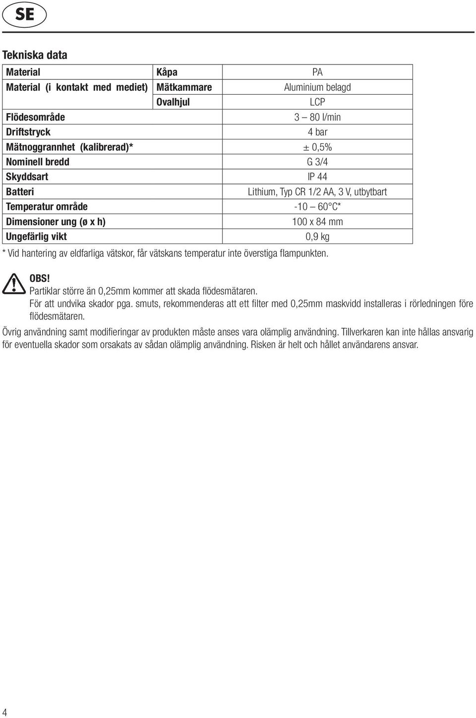 Instruktionsmanual 2 6 Flödesmätare MDO 1. Käyttöohje 