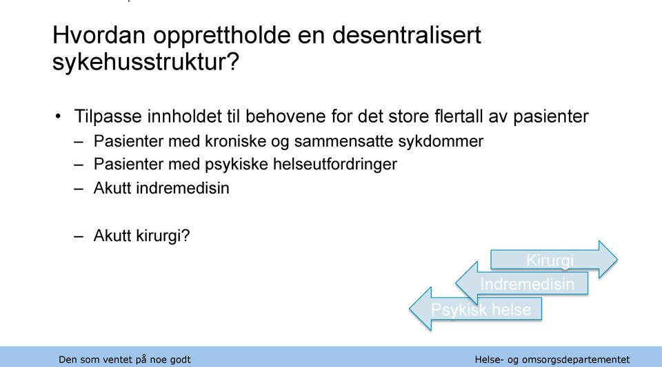 Pasienter med kroniske og sammensatte sykdommer Pasienter med psykiske