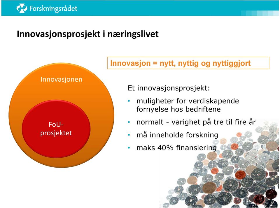 verdiskapende fornyelse hos bedriftene FoUprosjektet normalt -