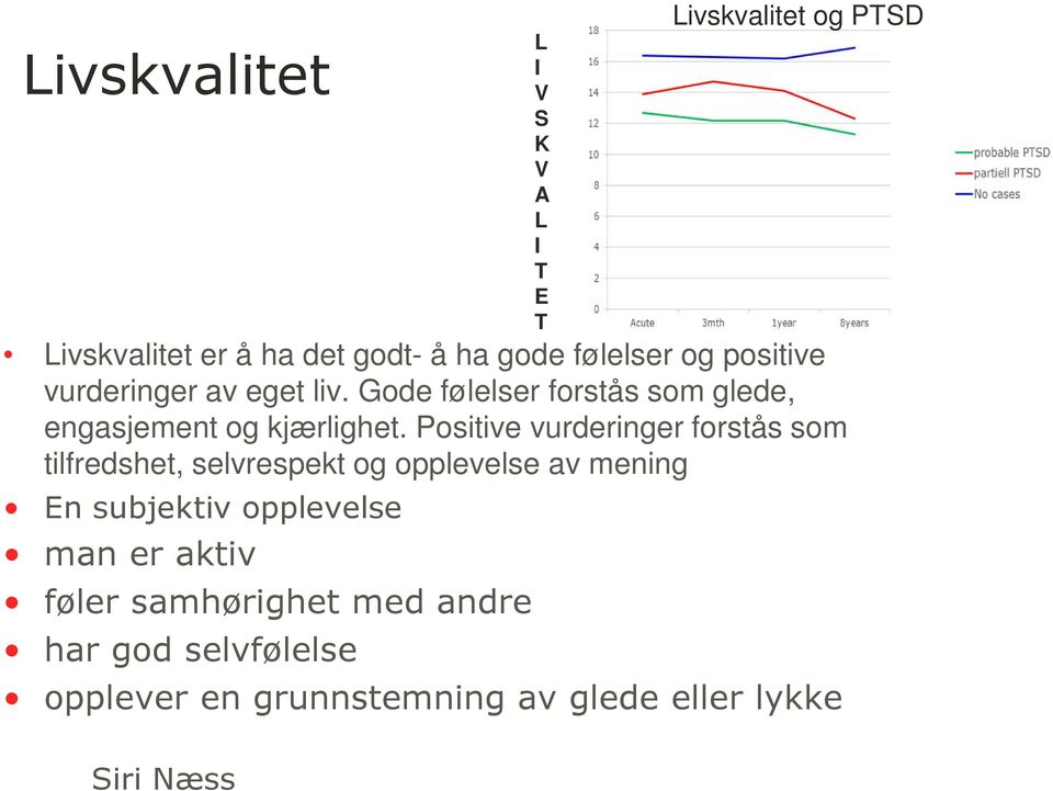 Positive vurderinger forstås som tilfredshet, selvrespekt og opplevelse av mening En subjektiv opplevelse