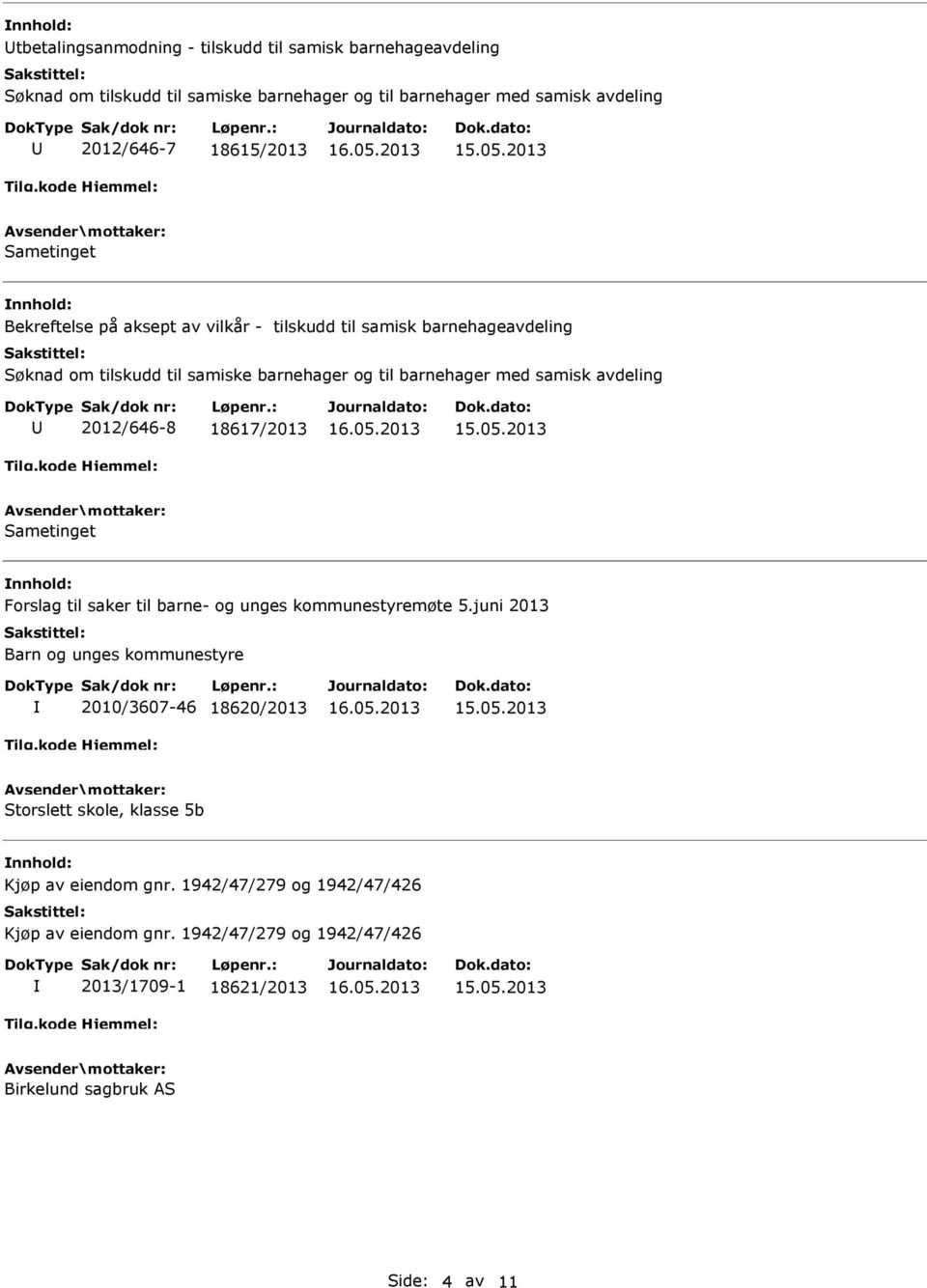 2012/646-8 18617/2013 Sametinget Forslag til saker til barne- og unges kommunestyremøte 5.