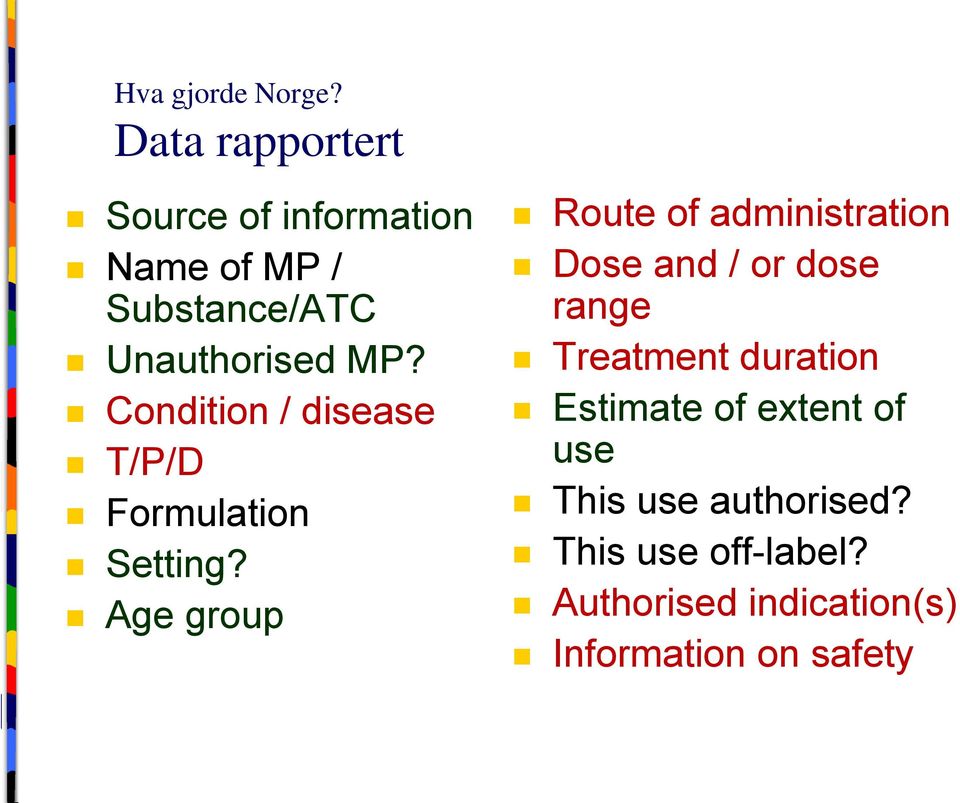 Condition / disease T/P/D Formulation Setting?