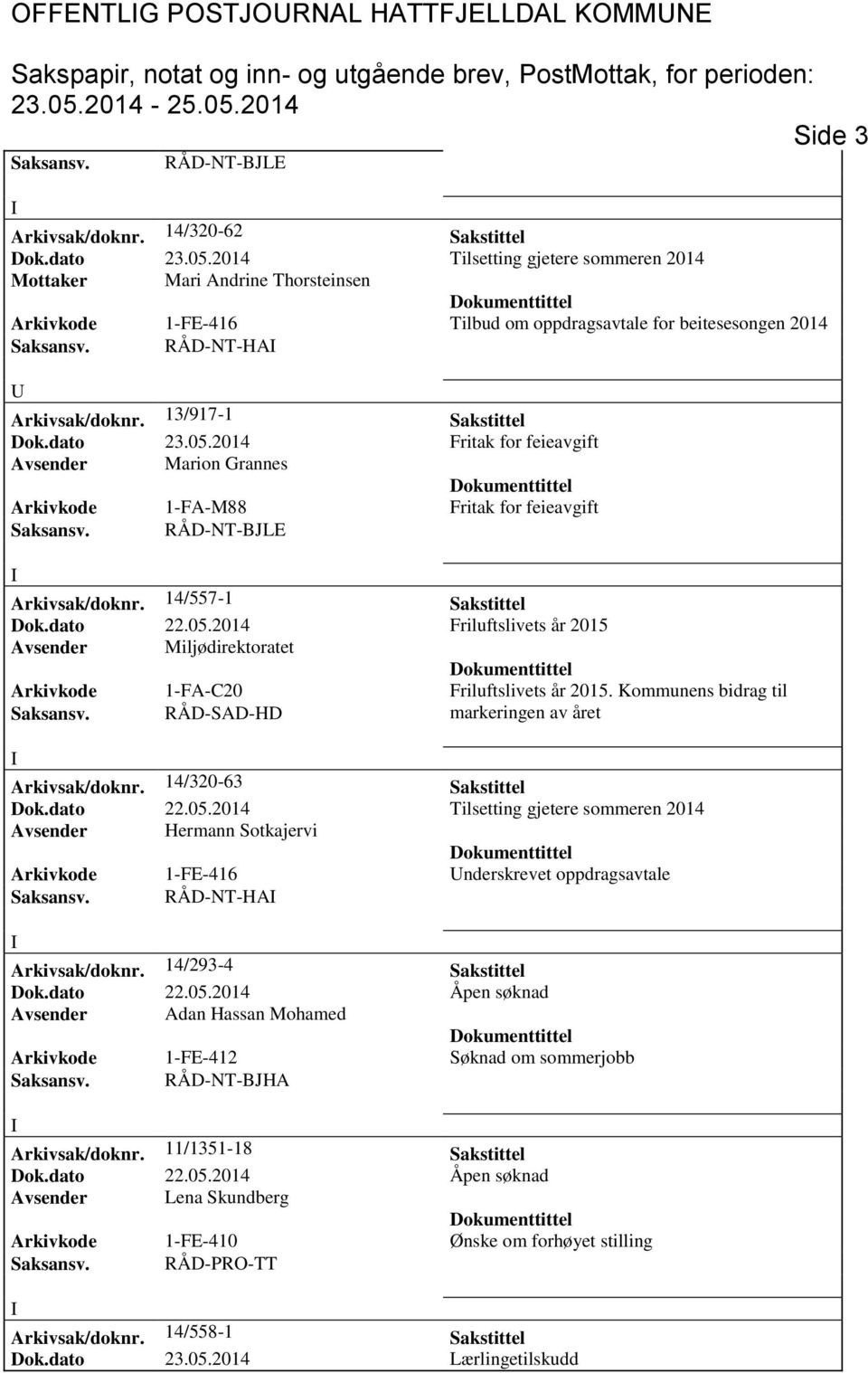 14/557-1 Sakstittel Dok.dato 22.05.2014 Friluftslivets år 2015 Avsender Miljødirektoratet Arkivkode 1-FA-C20 Friluftslivets år 2015. Kommunens bidrag til Saksansv.