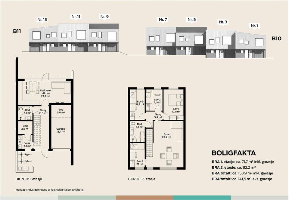 ETG CA 82,2 BRA TOTAL CA 153,9 INKL. GARASJE BRA TOTAL CA 141,5 EKS.