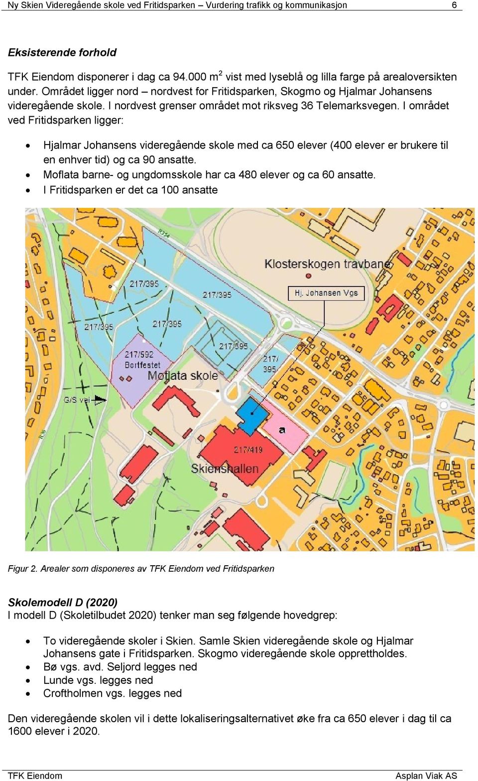 I området ved Fritidsparken ligger: Hjalmar Johansens videregående skole med ca 650 elever (400 elever er brukere til en enhver tid) og ca 90 ansatte.