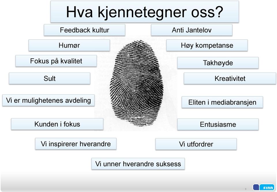 Anti Jantelov Høy kompetanse Takhøyde Kreativitet Vi er mulighetenes