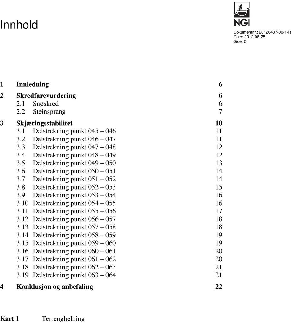 9 Delstrekning punkt 053 054 3.10 Delstrekning punkt 054 055 3.11 Delstrekning punkt 055 056 3.12 Delstrekning punkt 056 057 3.13 Delstrekning punkt 057 058 3.14 Delstrekning punkt 058 059 3.