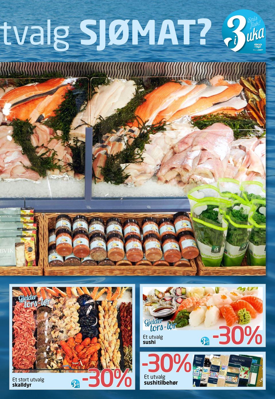 tors-lør Et utvalg sushi Et