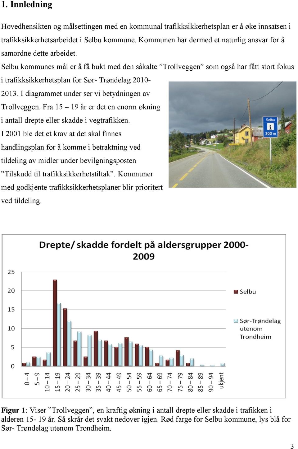 Selbu kommunes mål er å få bukt med den såkalte Trollveggen som også har fått stort fokus i trafikksikkerhetsplan for Sør- Trøndelag 2010-2013. I diagrammet under ser vi betydningen av Trollveggen.