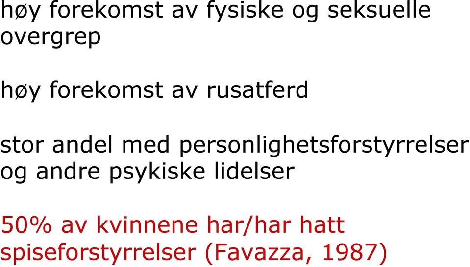 personlighetsforstyrrelser og andre psykiske