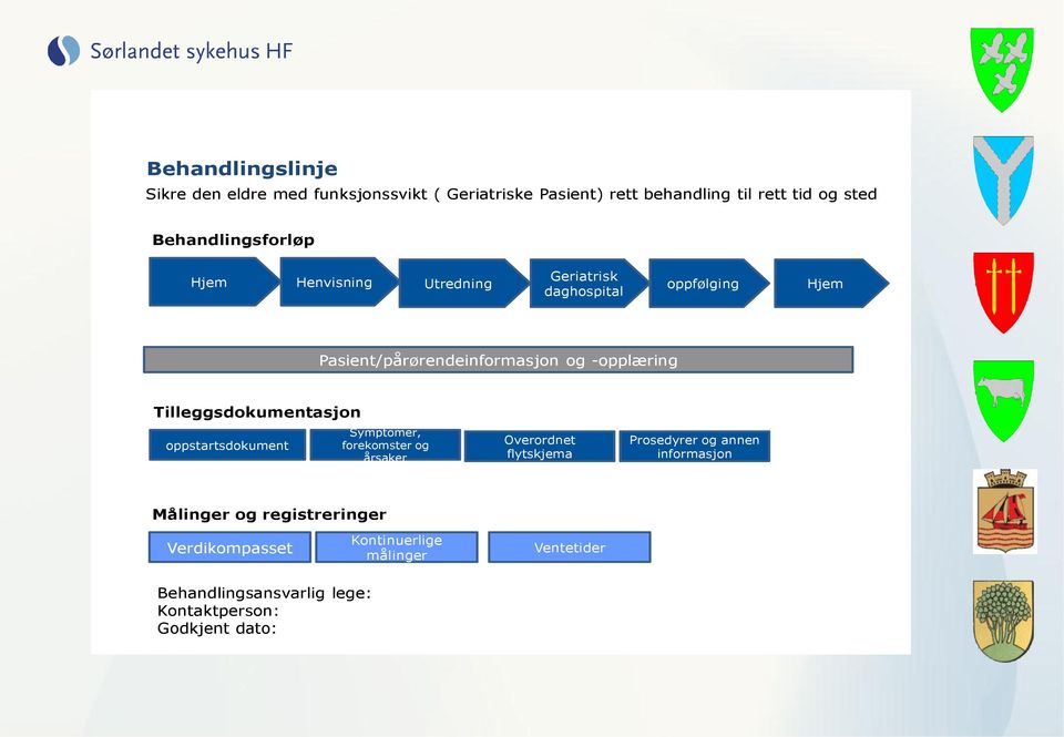 -opplæring Tilleggsdokumentasjon oppstartsdokument Symptomer, forekomster og årsaker Overordnet flytskjema Prosedyrer og