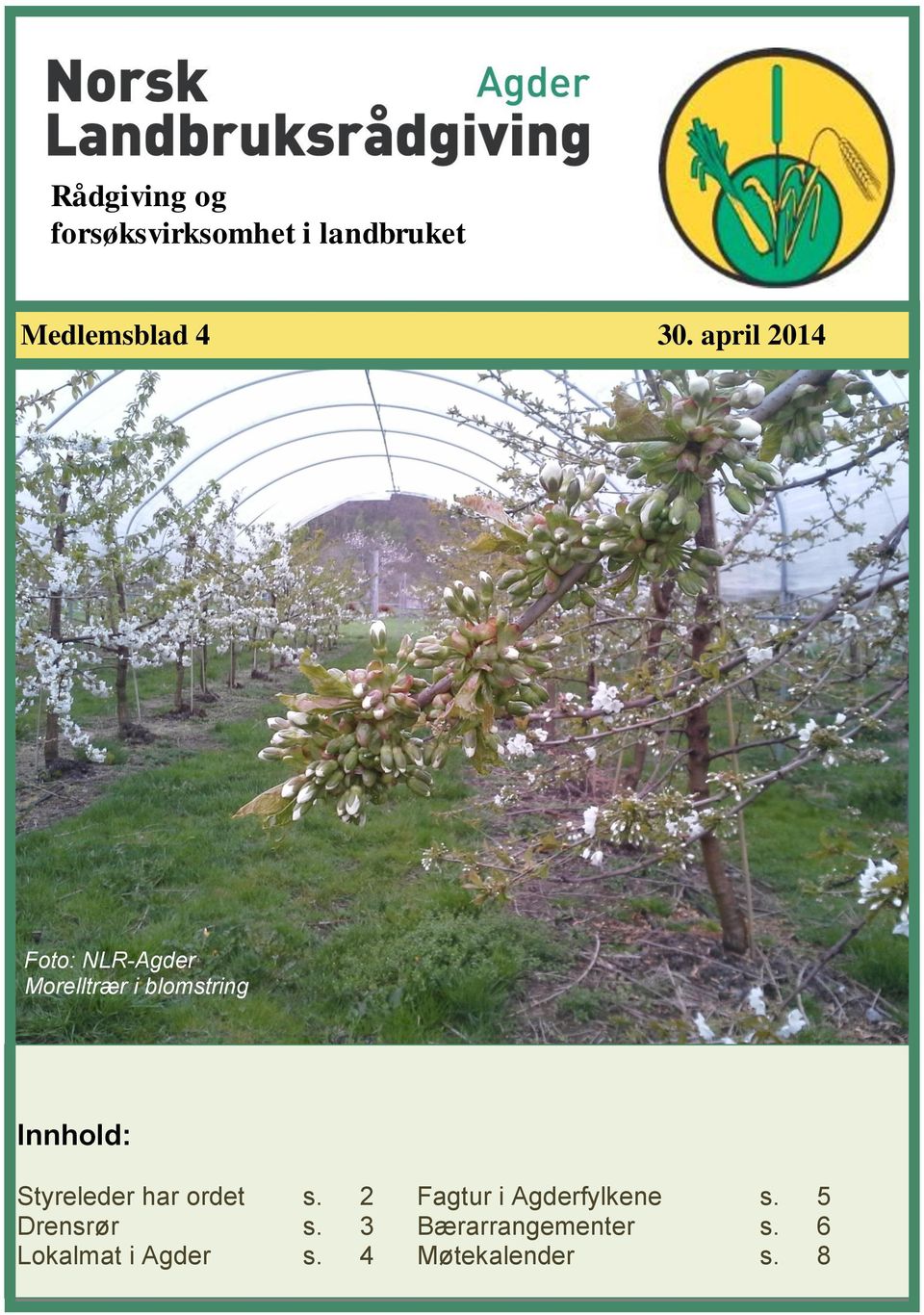 april 2014 Foto: NLR-Agder Morelltrær i blomstring Innhold: