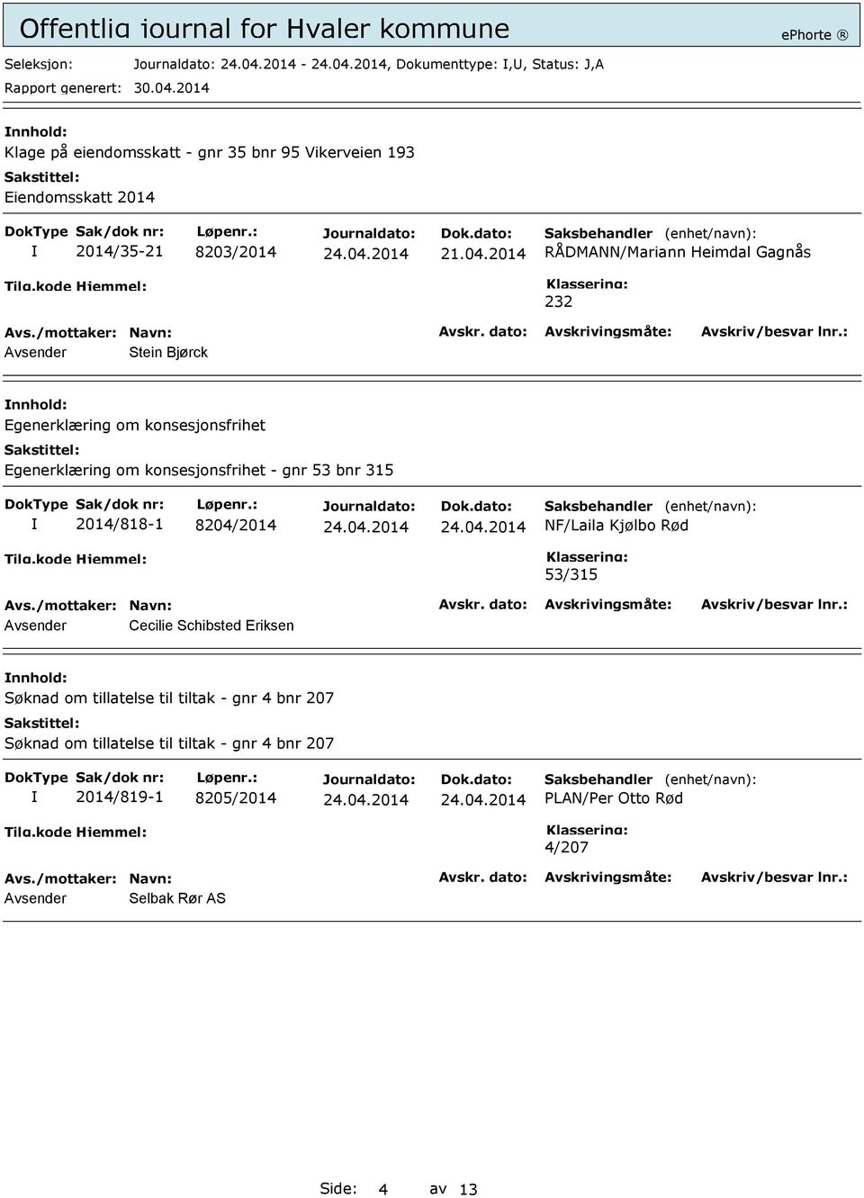 gnr 53 bnr 315 2014/818-1 8204/2014 NF/Laila Kjølbo Rød 53/315 Avsender Cecilie Schibsted Eriksen Søknad om tillatelse til tiltak -