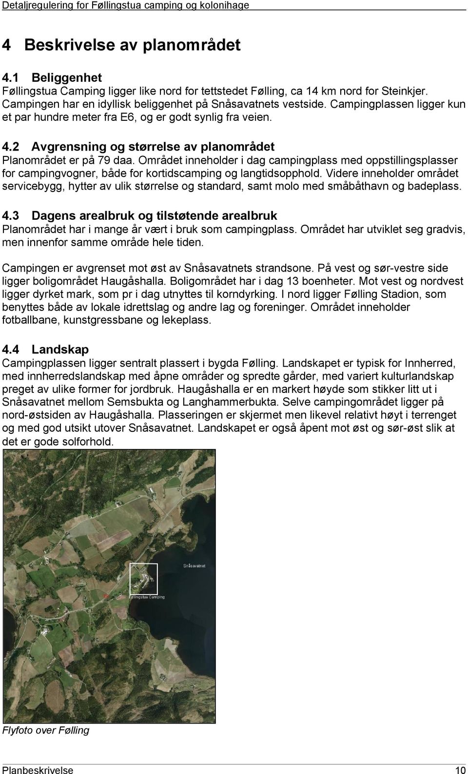 Området inneholder i dag campingplass med oppstillingsplasser for campingvogner, både for kortidscamping og langtidsopphold.