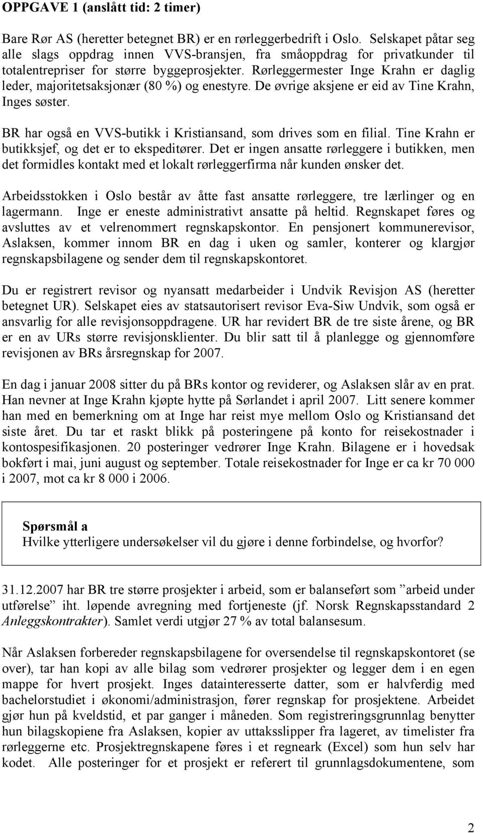 Rørleggermester Inge Krahn er daglig leder, majoritetsaksjonær (80 %) og enestyre. De øvrige aksjene er eid av Tine Krahn, Inges søster.