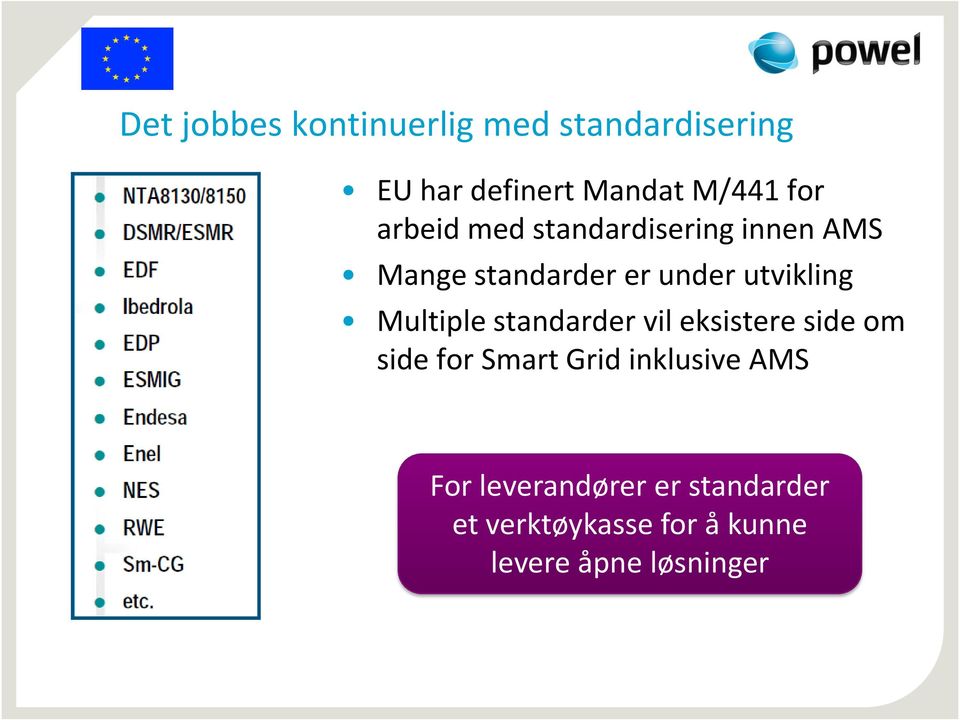 Multiple standarder vil eksistere side om side for Smart Grid inklusive AMS