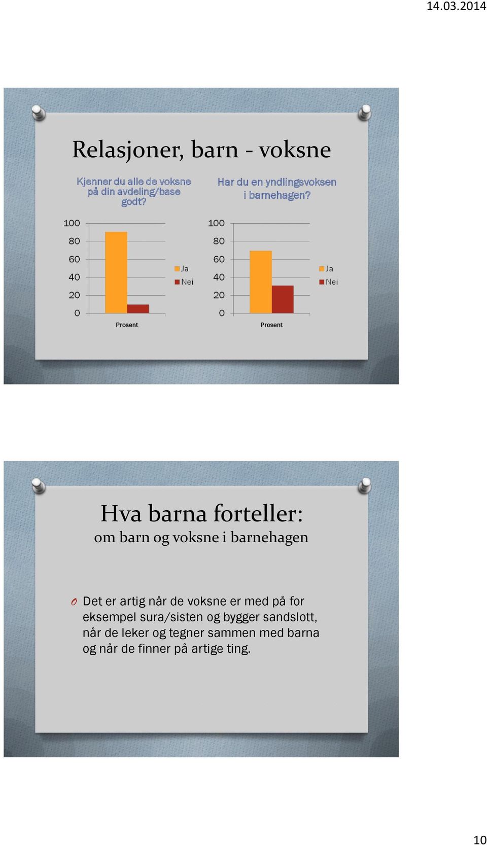 Hva barna forteller: om barn og voksne i barnehagen Det er artig når de voksne er