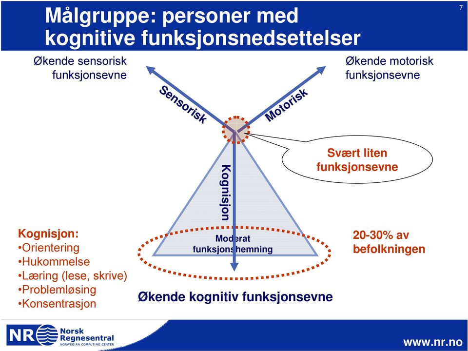 Orientering Hukommelse Læring (lese, skrive) Problemløsing Konsentrasjon Kognisjon