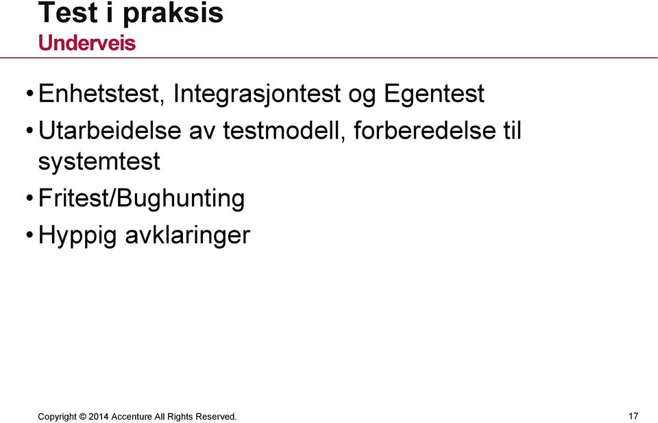 av testmodell, forberedelse til