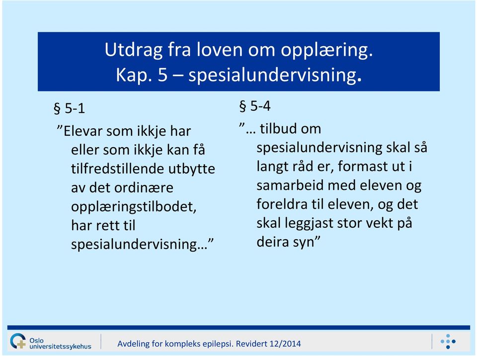 opplæringstilbodet, har rett til spesialundervisning 5-4 tilbud om spesialundervisning