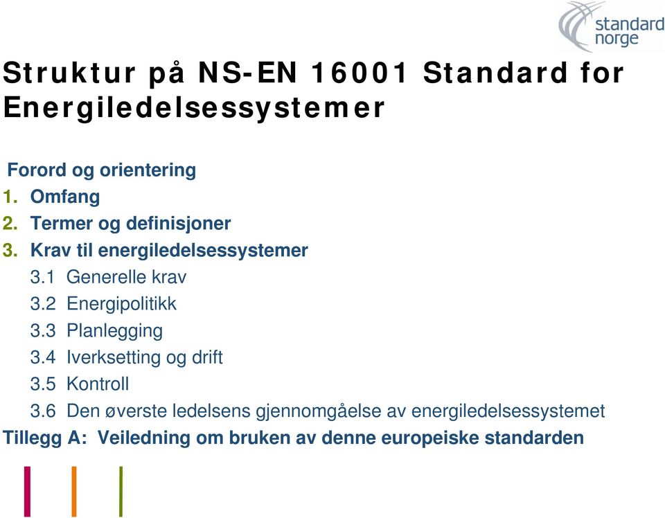 2 Energipolitikk 3.3 Planlegging 3.4 Iverksetting og drift 3.5 Kontroll 3.