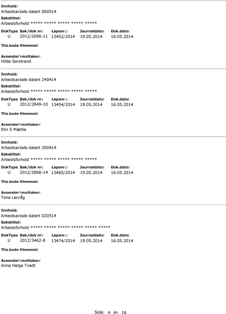 Arbeidsavtale datert 300414 2012/2866-14 13465/2014 Tone Lervåg