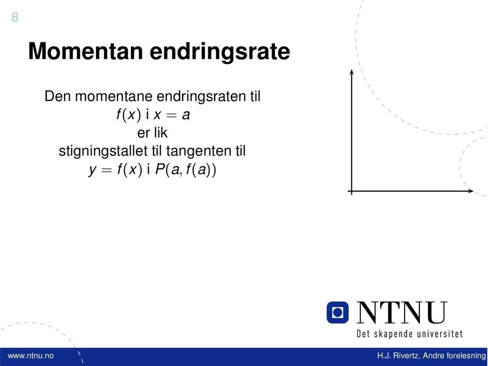 i x = a er lik stigningstallet