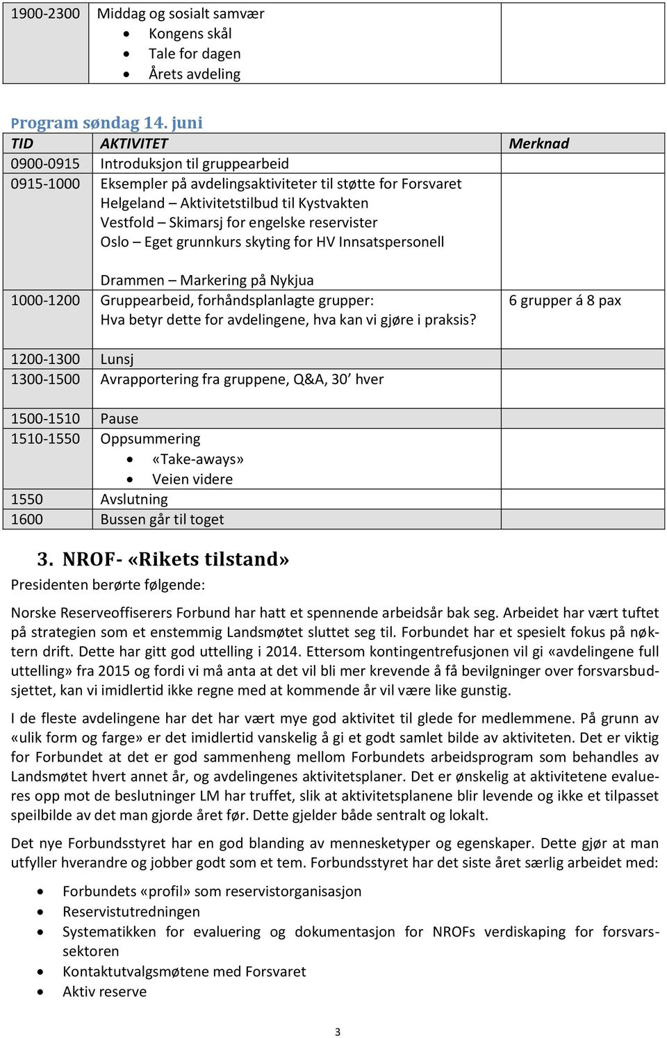 engelske reservister Oslo Eget grunnkurs skyting for HV Innsatspersonell Drammen Markering på Nykjua 1000-1200 Gruppearbeid, forhåndsplanlagte grupper: Hva betyr dette for avdelingene, hva kan vi