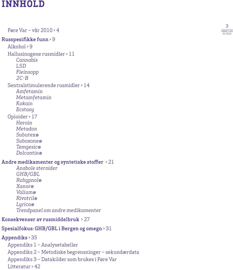 Anabole steroider Ghb/gbl Rohypnol Xanor Valium Rivotril Lyrica Trendpanel om andre medikamenter Konsekvenser av rusmiddelbruk > 27 Spesialfokus: GHB/GBL i Bergen