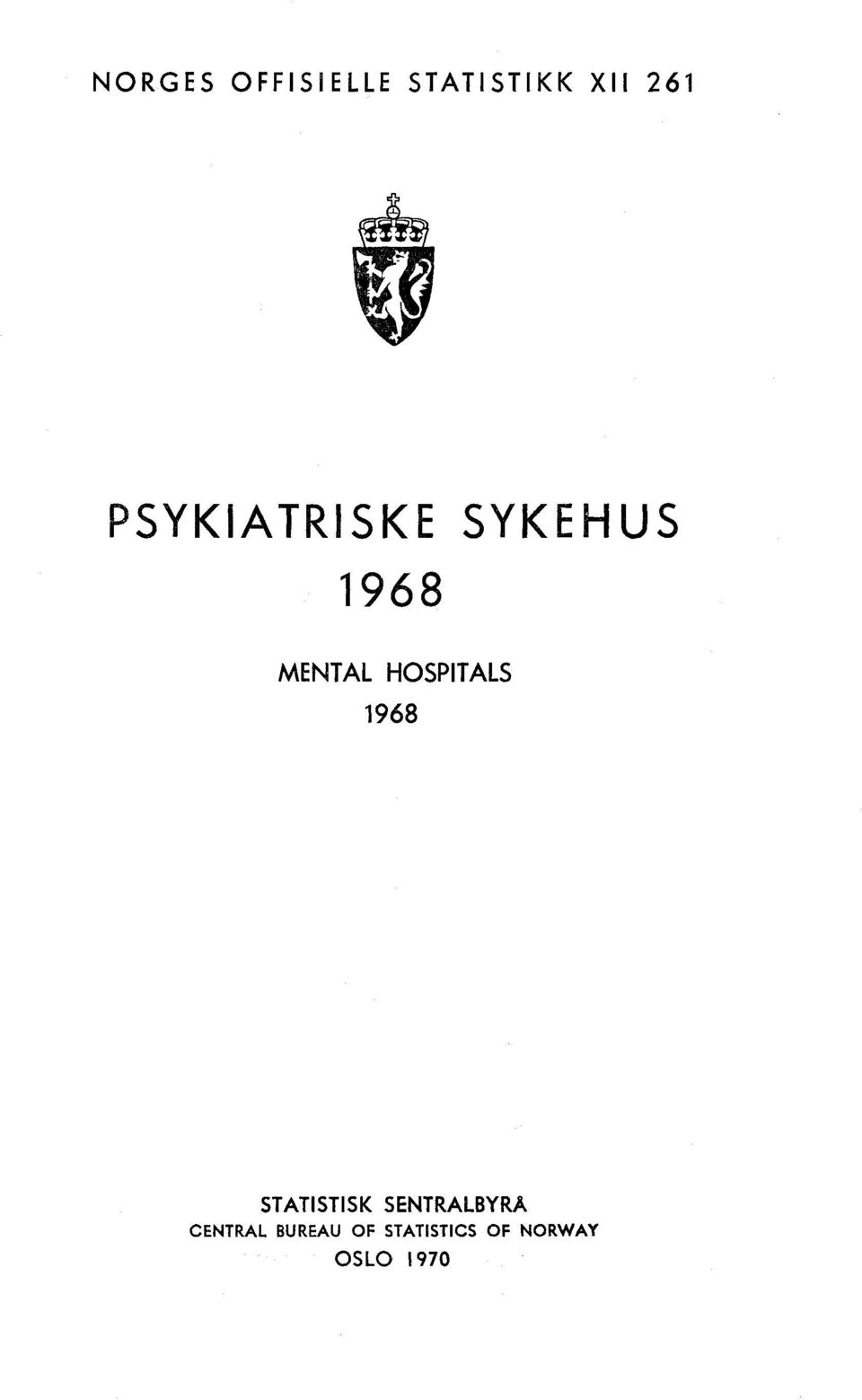 HOSPITALS 98 STATISTISK SENTRALBYRÅ
