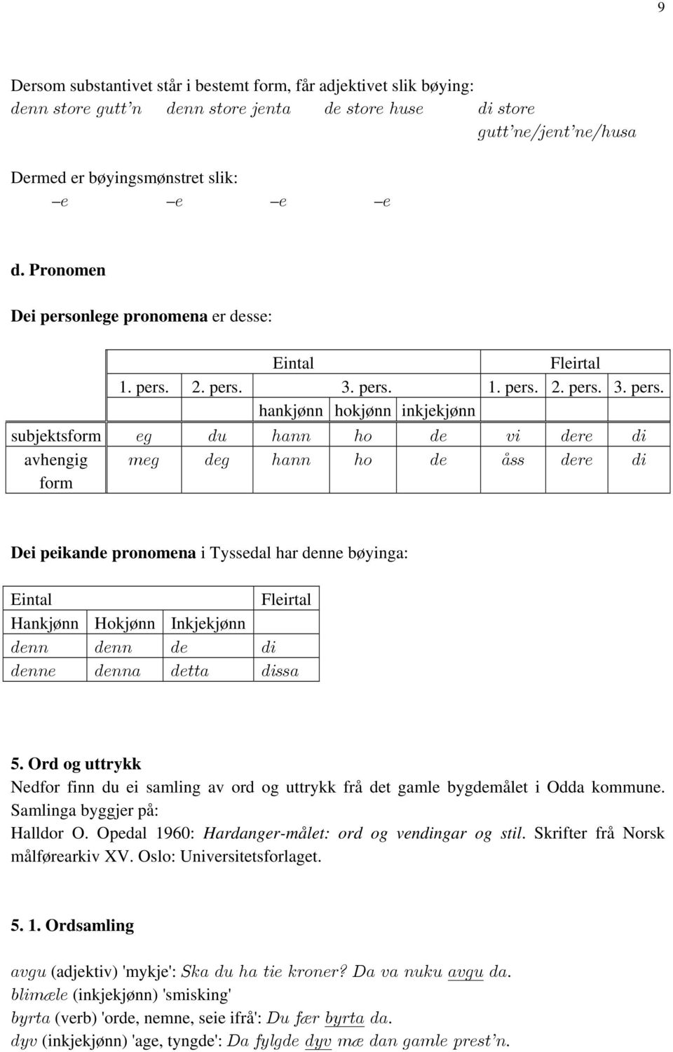 nlege pronomena er desse: Eintal Fleirtal 1. pers.