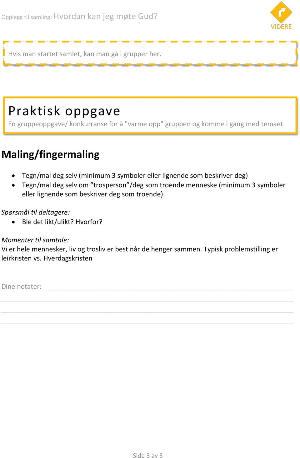 Maling/fingermaling Tegn/mal deg selv (minimum 3 symboler eller lignende som beskriver deg) Tegn/mal deg selv om trosperson /deg som troende