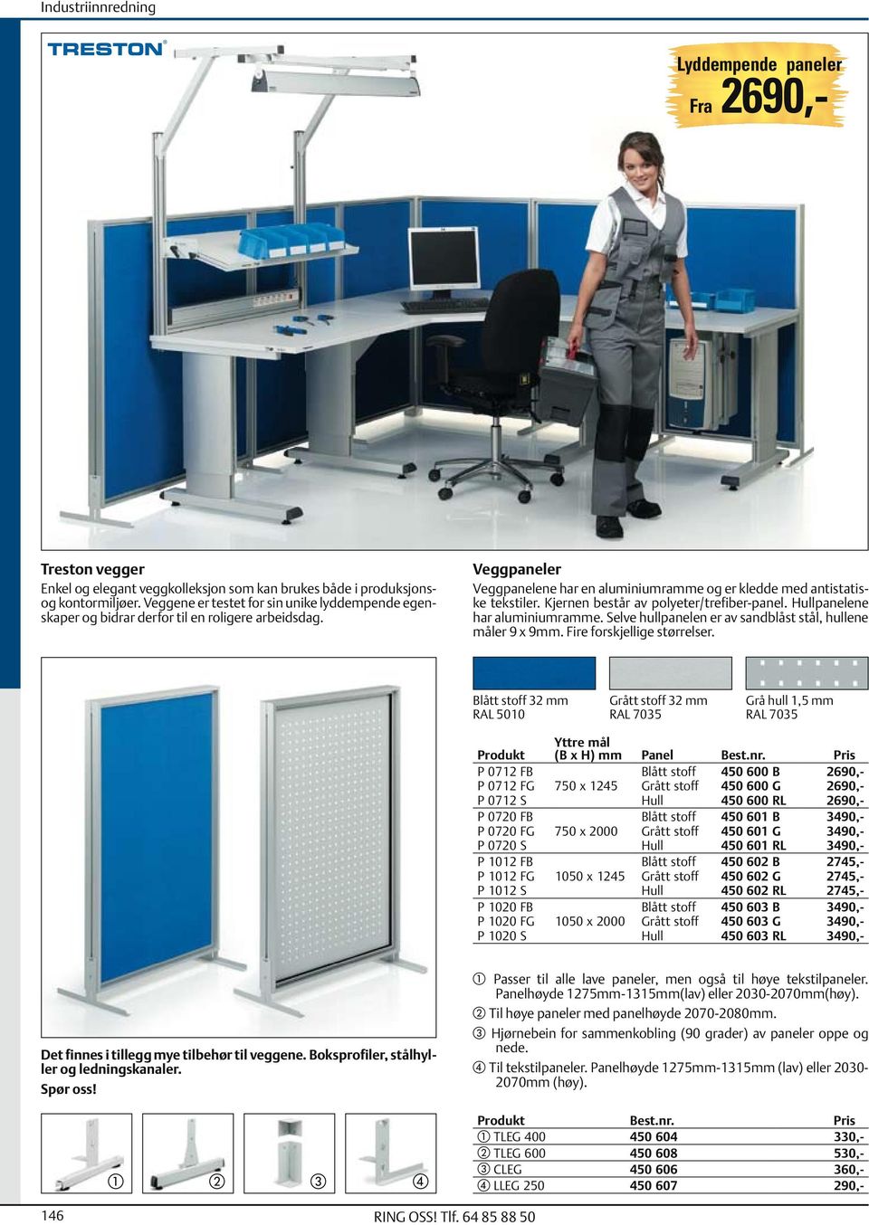 Kjernen består av polyeter/trefiber-panel. Hullpanelene har aluminiumramme. Selve hullpanelen er av sandblåst stål, hullene måler 9 x 9mm. Fire forskjellige størrelser.